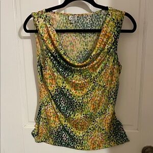 Tahari Multicolor Cowl Neck Sleeveless Blouse